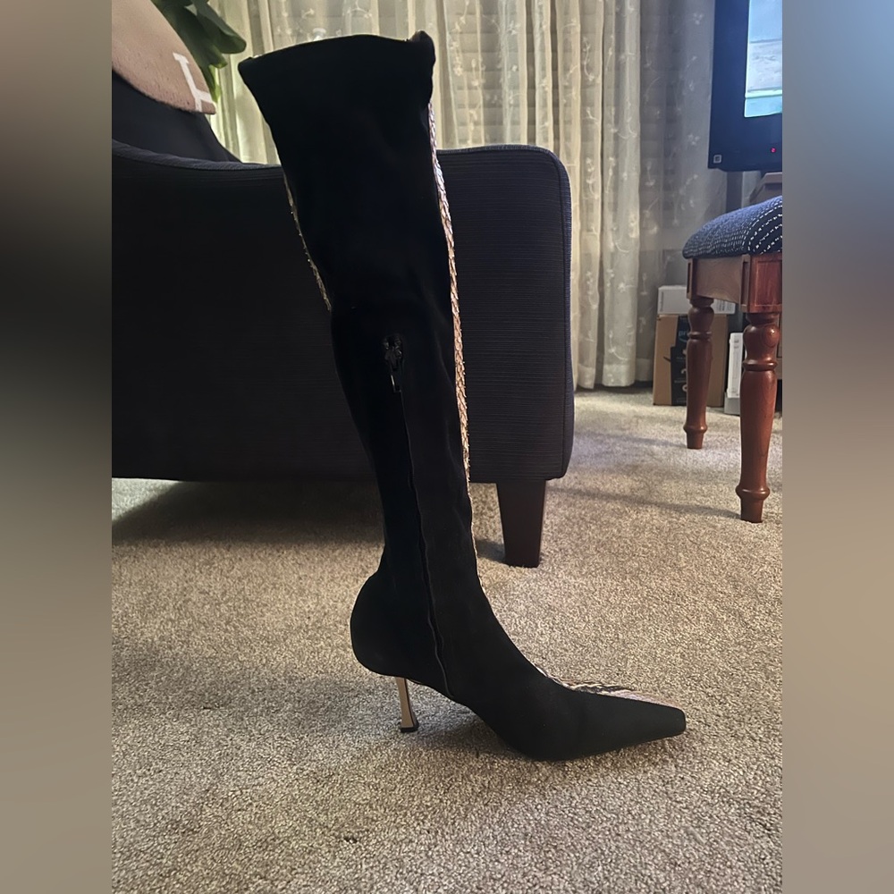 Celine Suede/Python Heel Boots - Picture 6 of 8